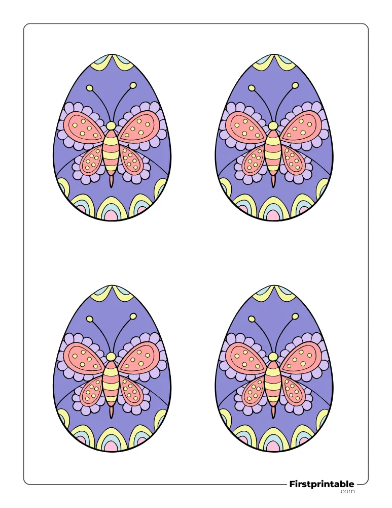 Butterfly Easter Egg Template - Medium Colored