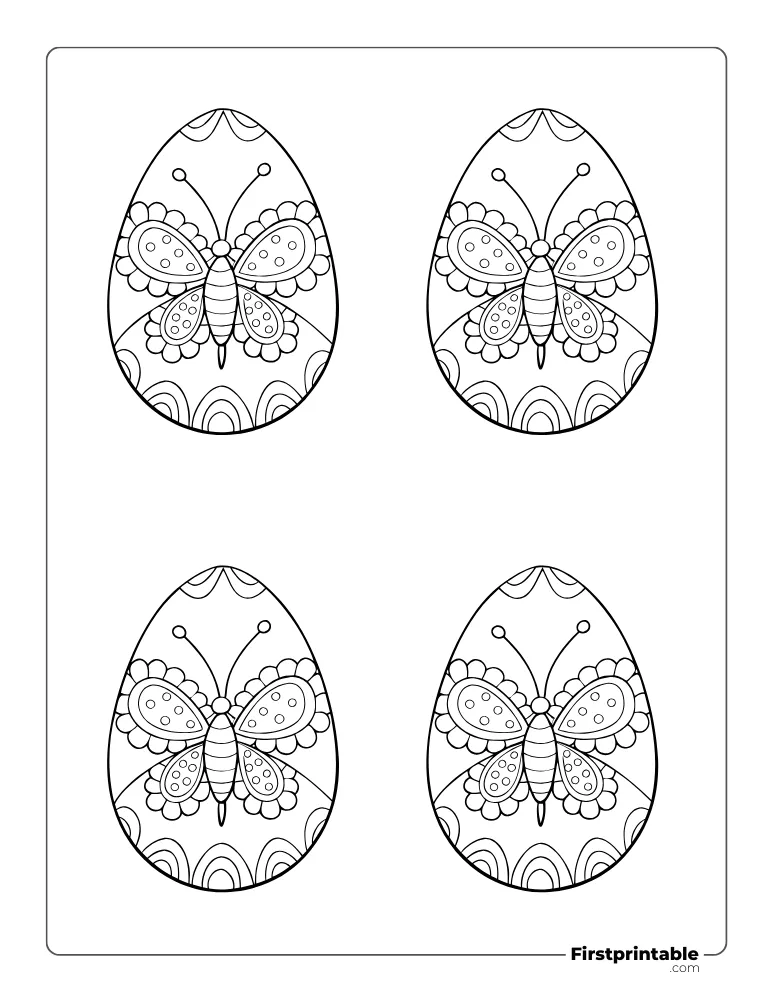 Butterfly Easter Egg Template - Medium Outline