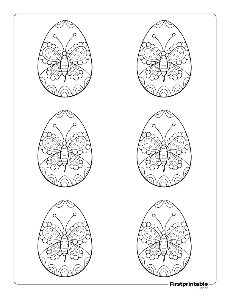 Butterfly Easter Egg Template - Small Outline