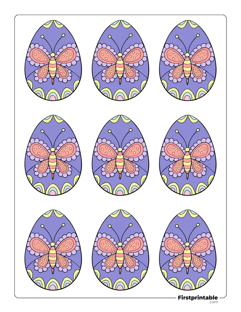 Butterfly Easter Egg Template - XS Colored