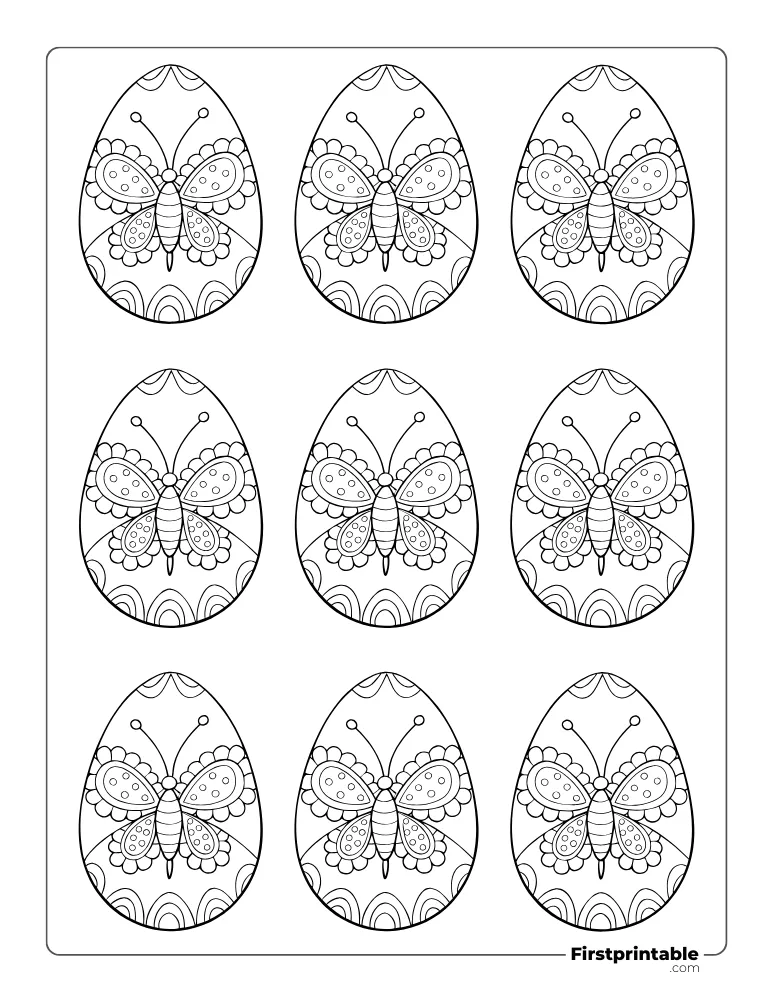 Butterfly Easter Egg Template - XS Outline