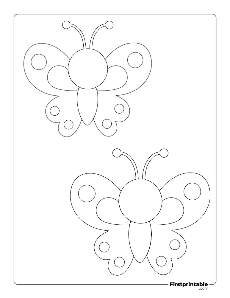 Cute Cartoon Butterfly Template - Medium Outline