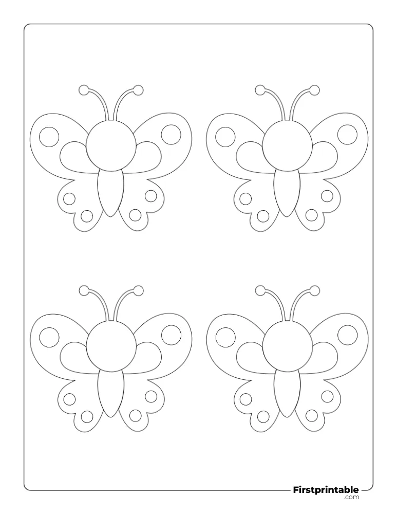 Cute Cartoon Butterfly Template - Small Outline