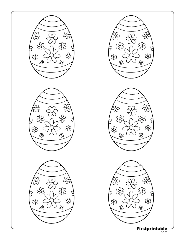 Daisy Pattern Easter Egg Template - Small Outline