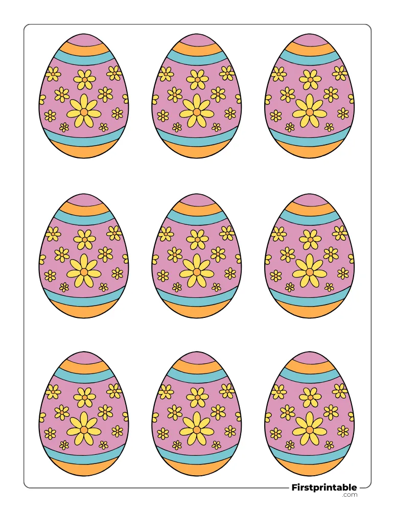 Daisy Pattern Easter Egg Template - XS Colored