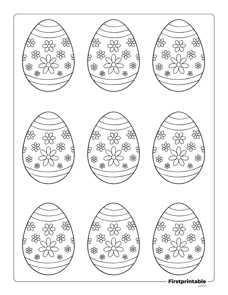 Daisy Pattern Easter Egg Template - XS Outline