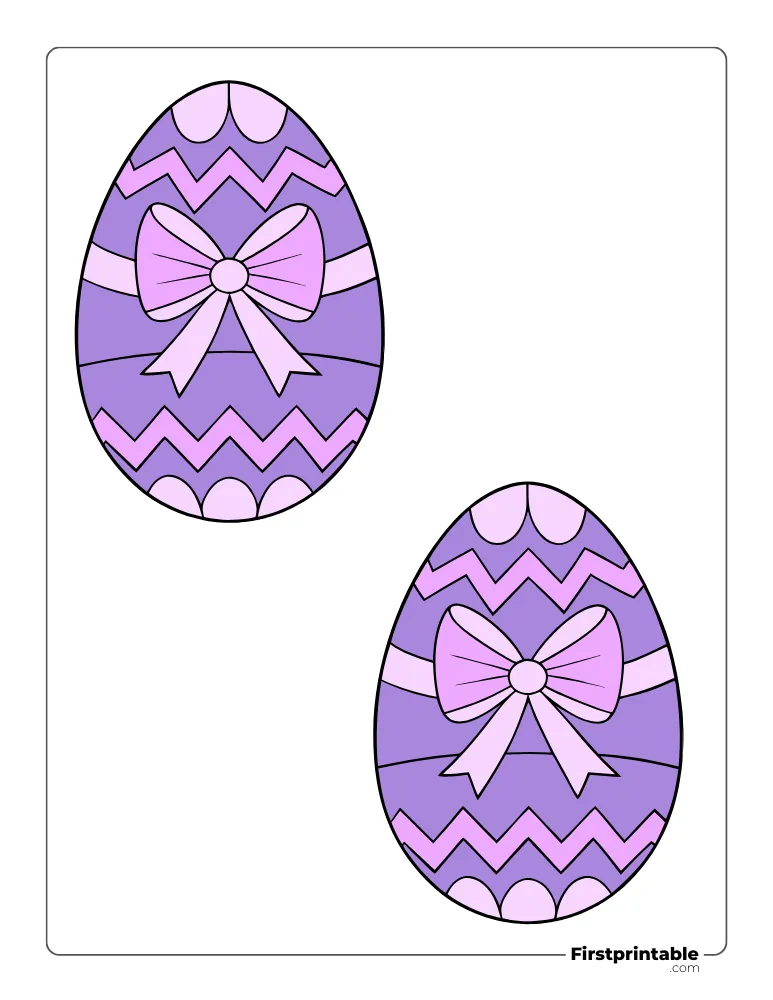 Cute Bow Easter Egg Template - Large Colored