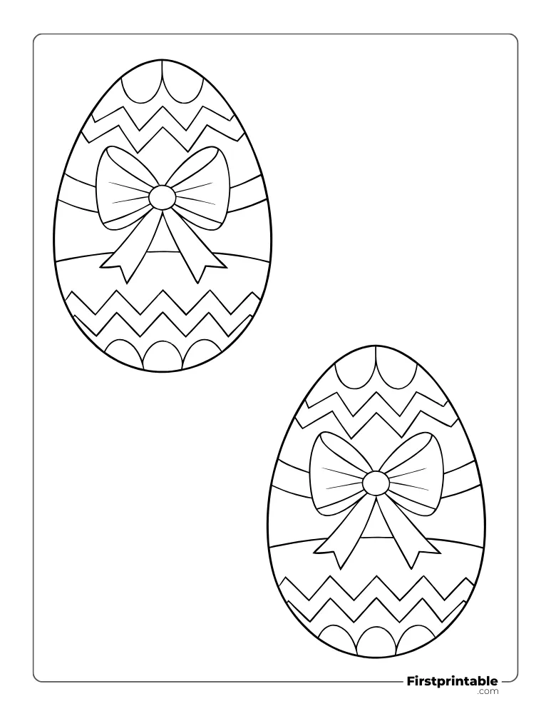 Cute Bow Easter Egg Template - Large Outline