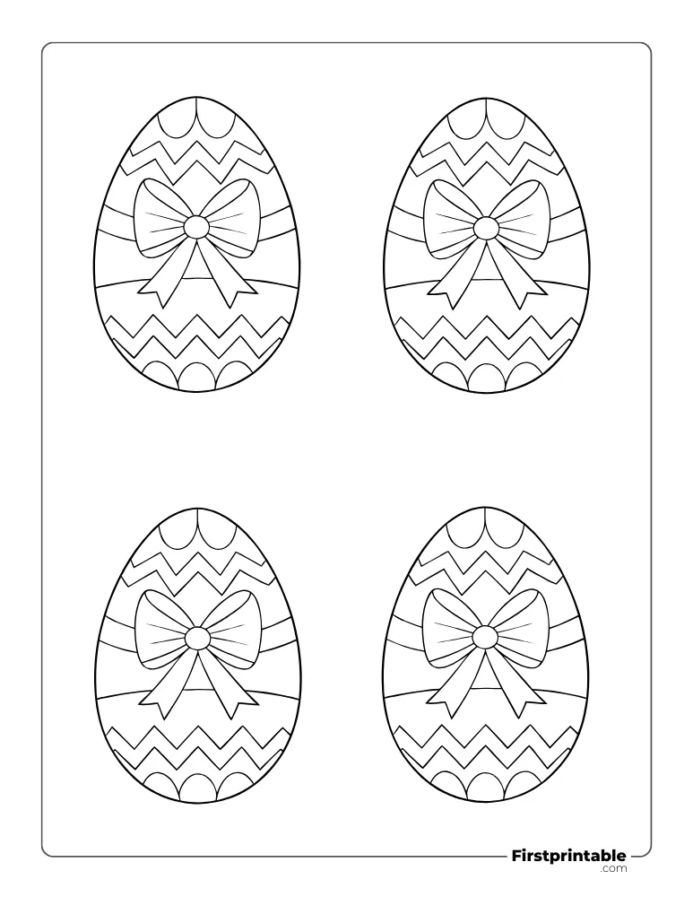 Cute Bow Easter Egg Template - Medium Outline