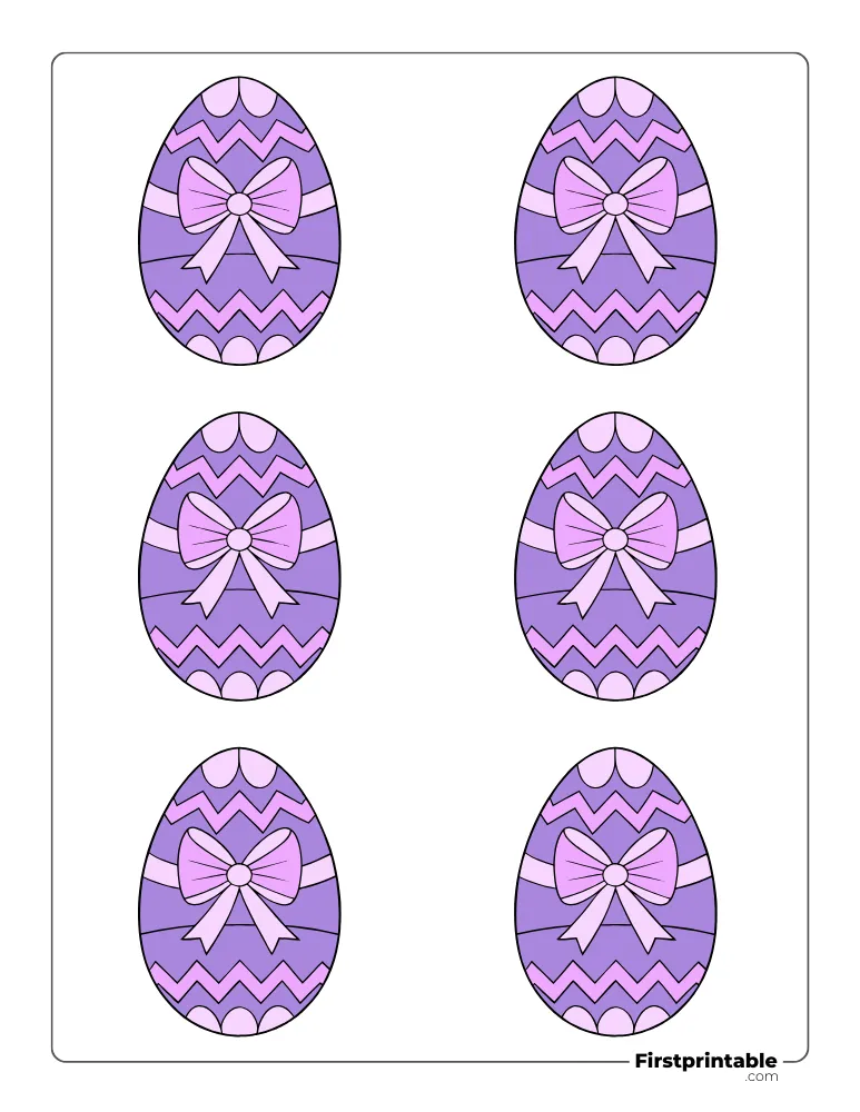 Cute Bow Easter Egg Template - Small Colored