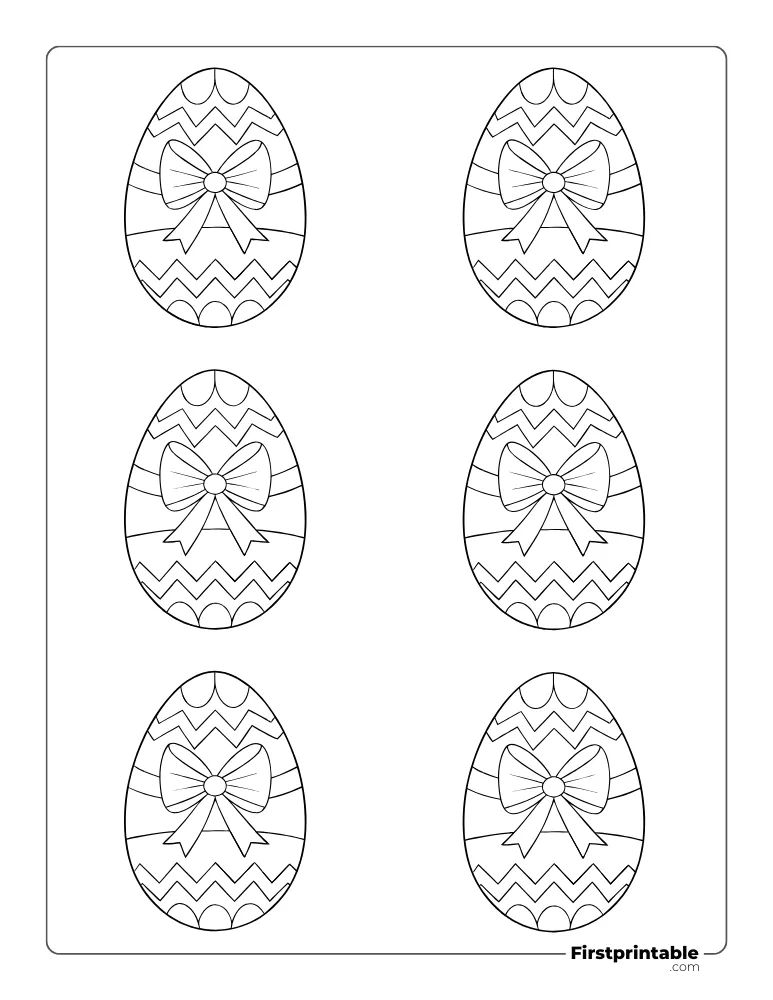 Cute Bow Easter Egg Template - Small Outline