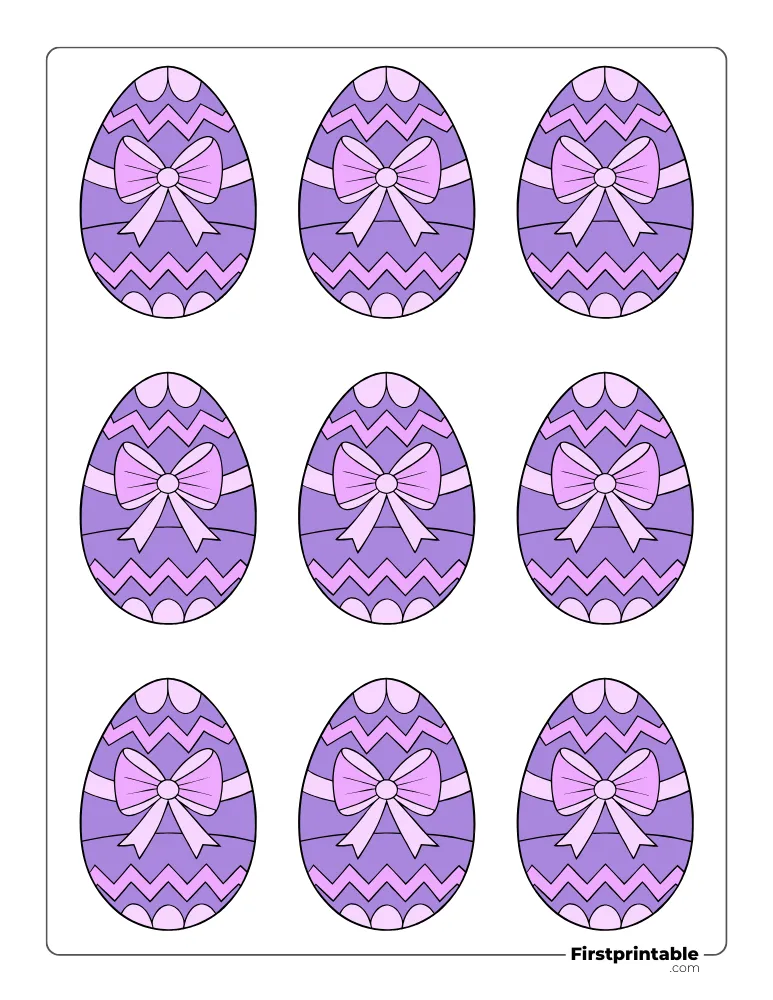 Cute Bow Easter Egg Template - XS Colored