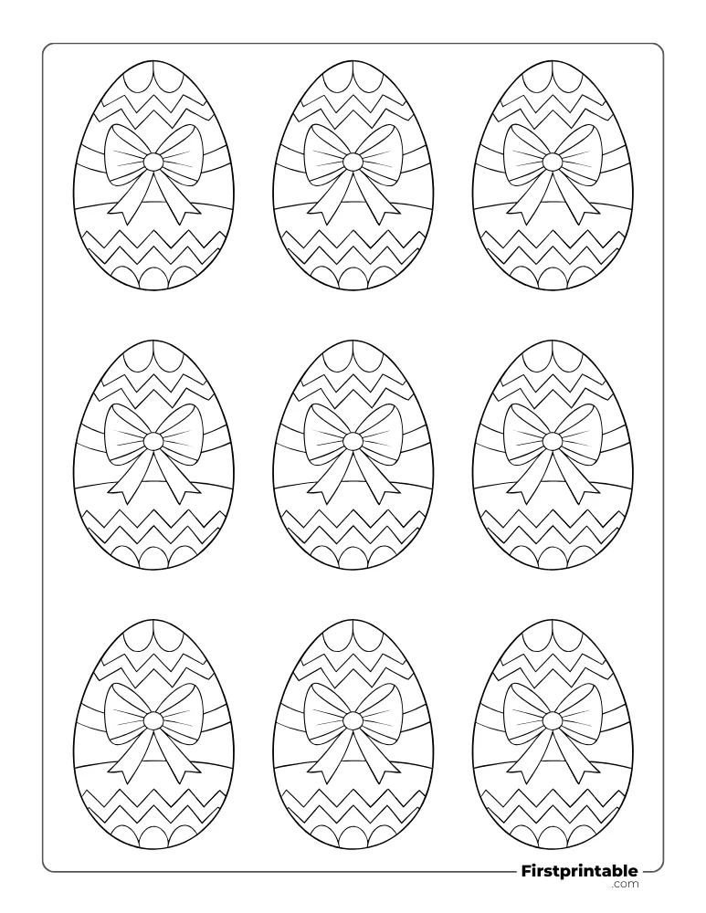 Cute Bow Easter Egg Template - XS Outline