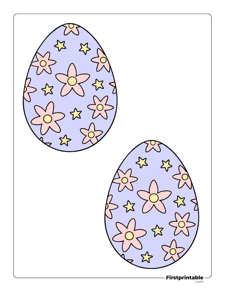 Floral Easter Egg Template - Large Colored