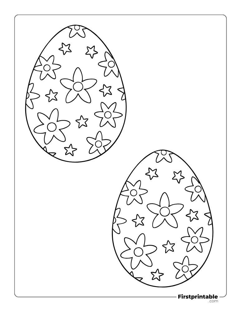 Floral Easter Egg Template - Large Outline