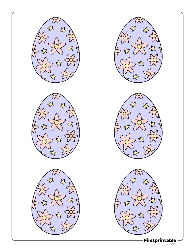 Floral Easter Egg Template - Small Colored