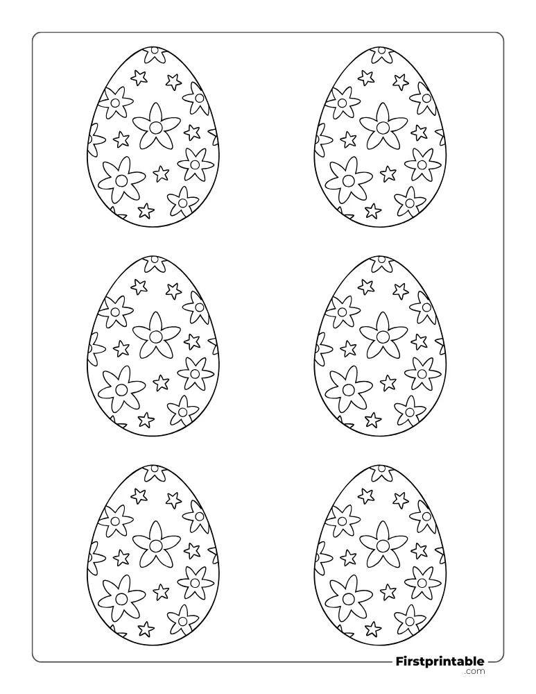 Floral Easter Egg Template - Small Outline