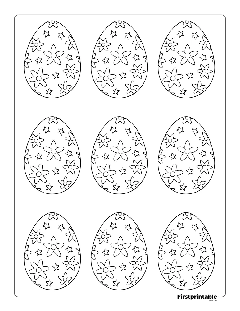 Floral Easter Egg Template - XS Outline