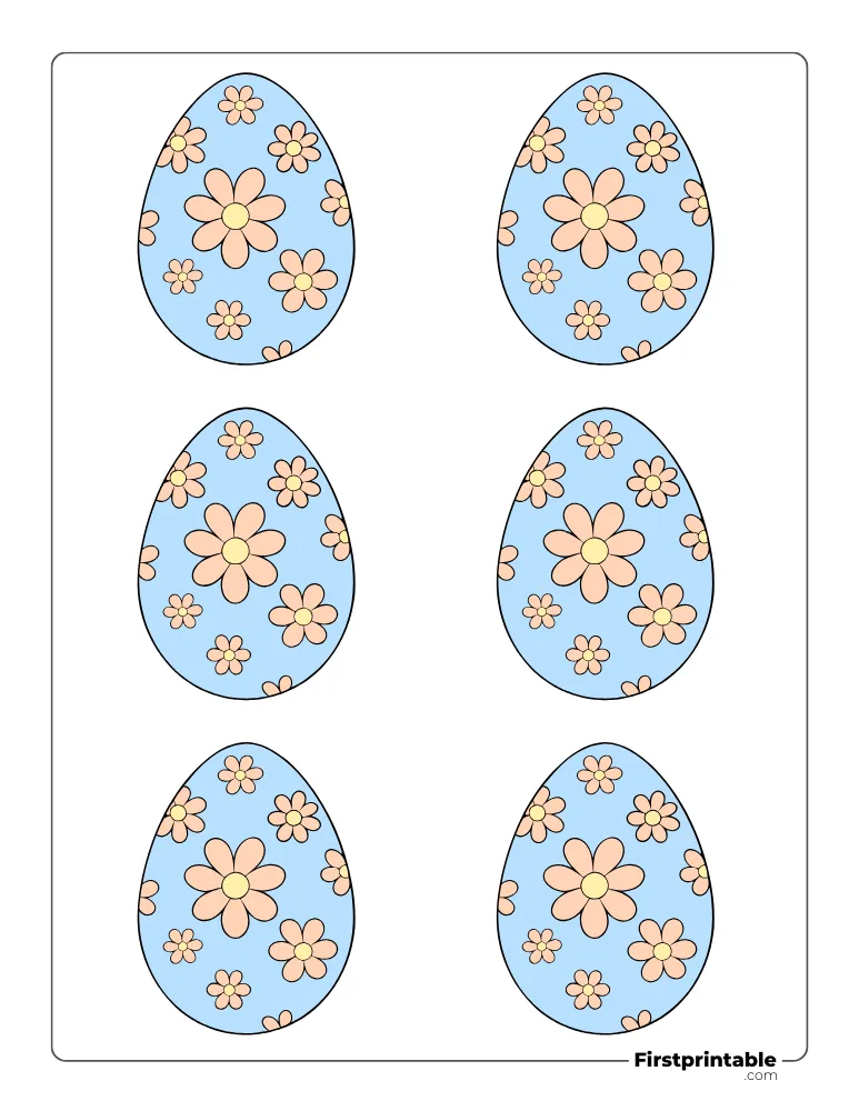 Flowers Pattern Easter Egg Template - Small Colored