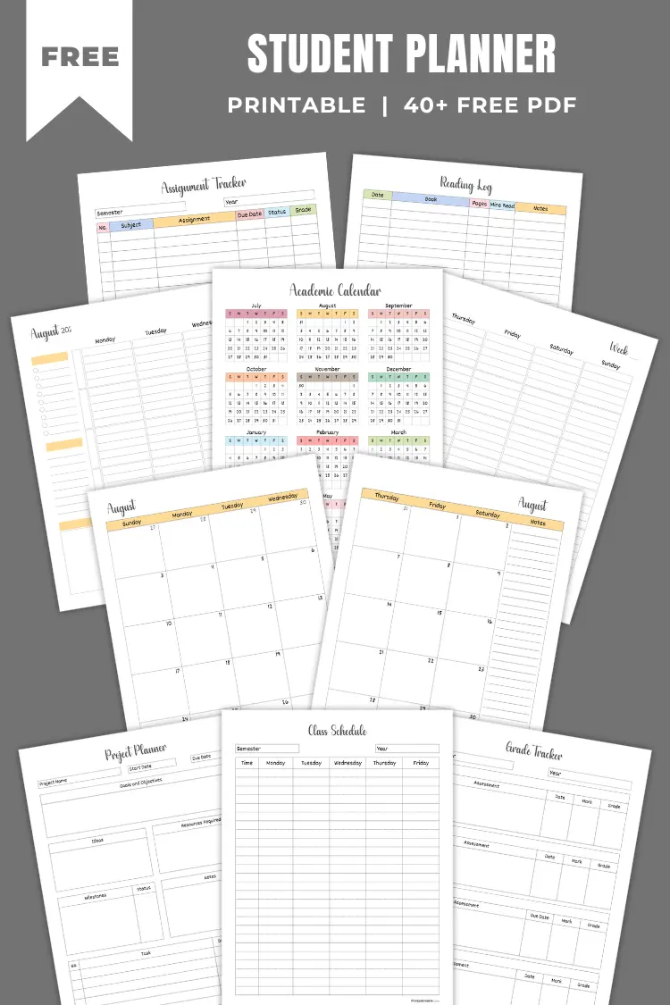 Free Student Planner PDF Templates