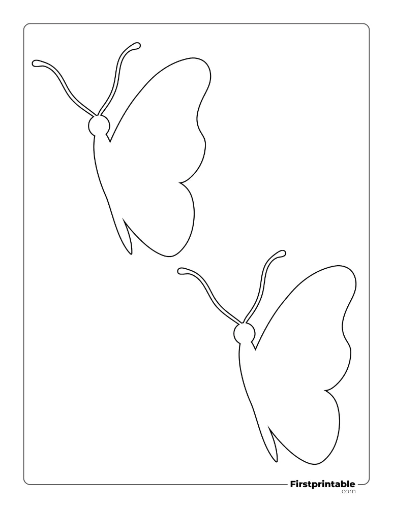 Half View Butterfly Template - Medium Outline