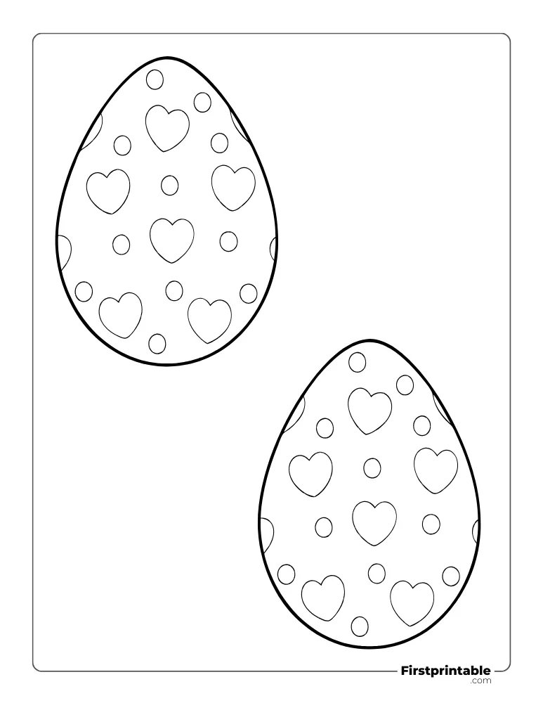 Heart Pattern Easter Egg Template - Large Outline