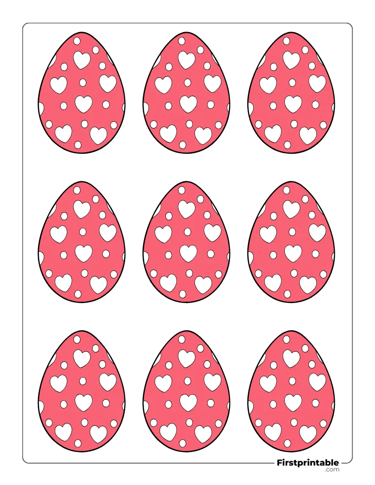 Heart Pattern Easter Egg Template - XS Colored