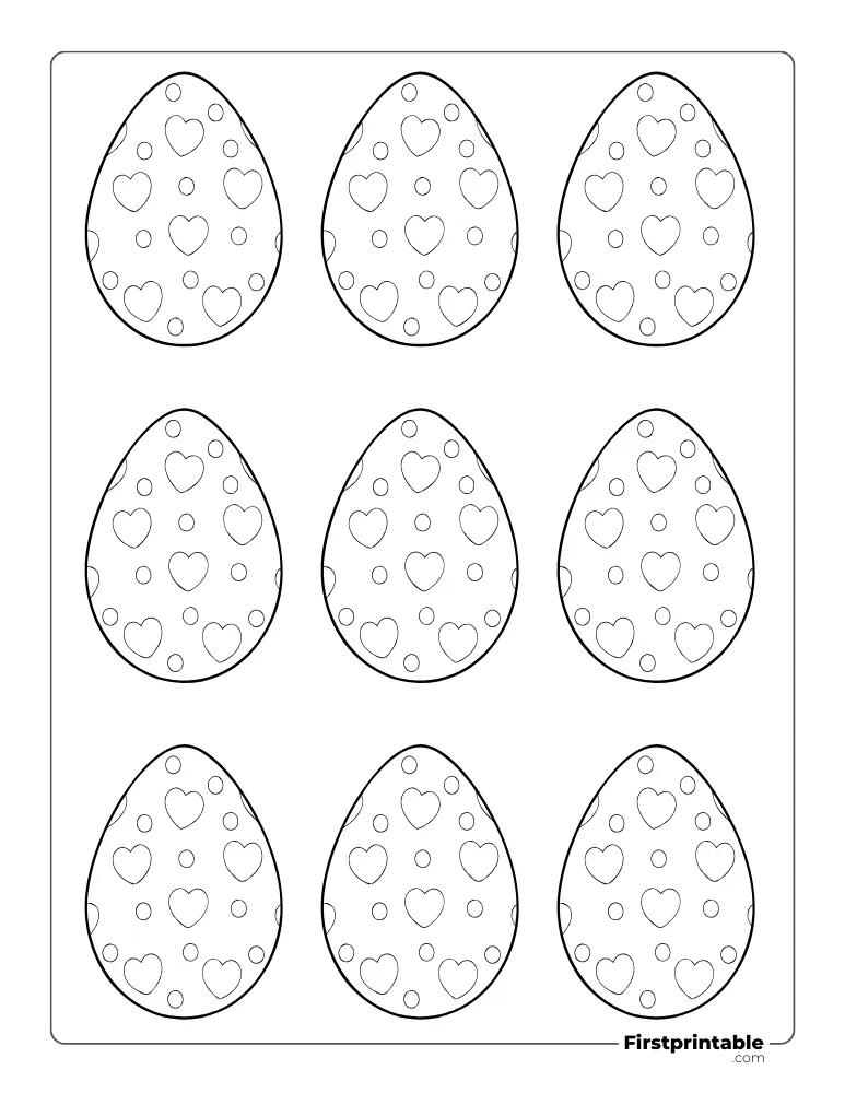 Heart Pattern Easter Egg Template - XS Outline