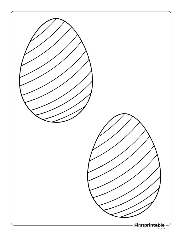 Lined Patterned Easter Egg Template - Large Outline