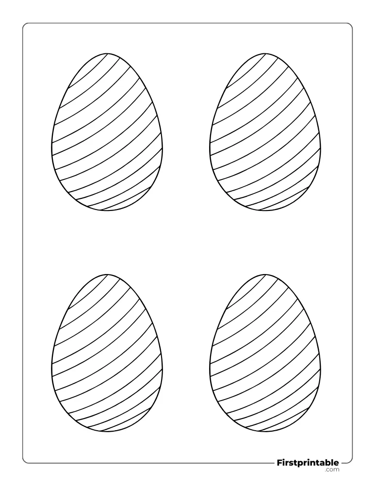 Lined Patterned Easter Egg Template - Medium Outline