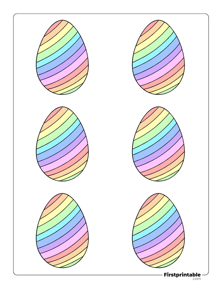 Lined Patterned Easter Egg Template - Small Colored