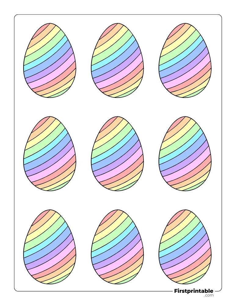 Lined Patterned Easter Egg Template - XS Colored