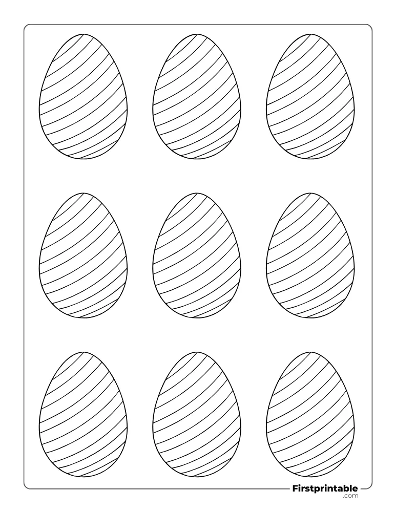 Lined Patterned Easter Egg Template - XS Outline