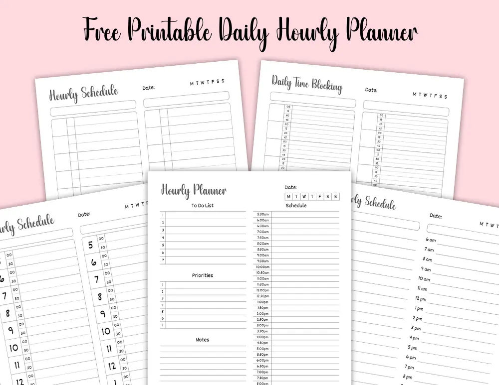 Printable Daily Hourly Planner