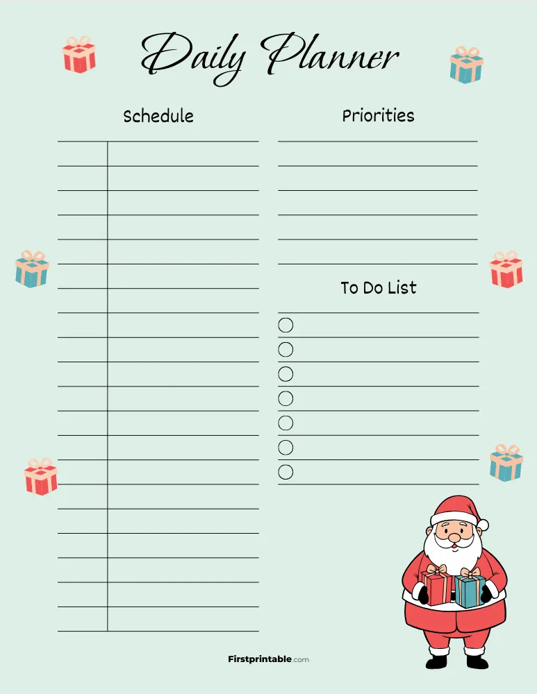 Printable Daily Planner Christmas Template 05