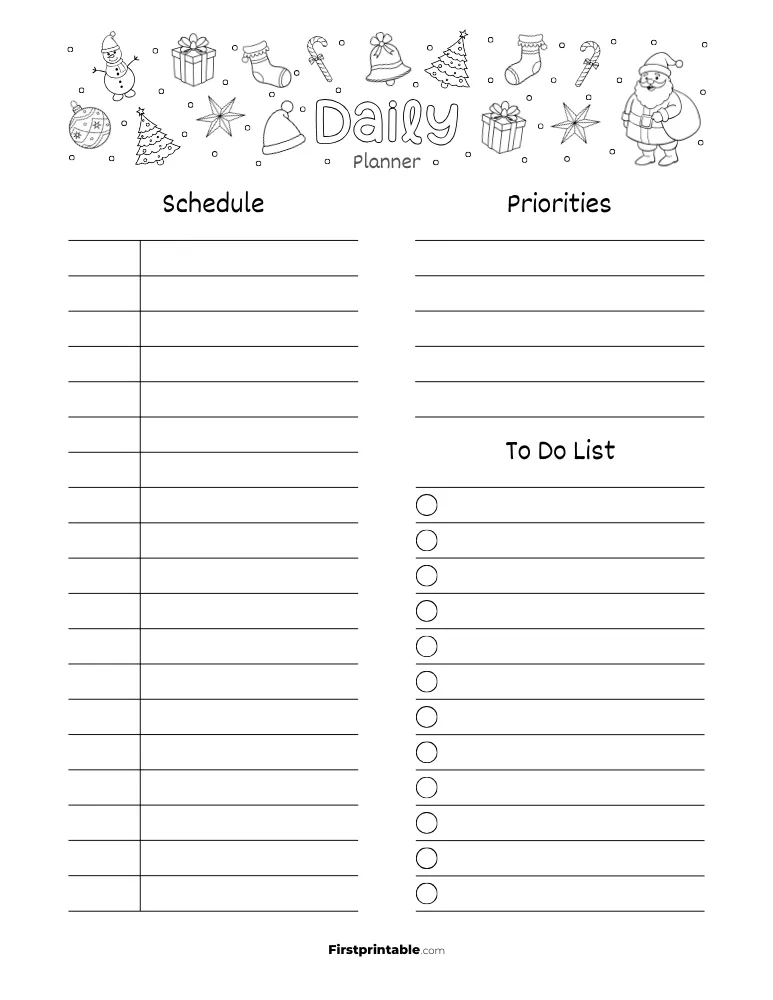 Printable Daily Planner Christmas Themed Template 15