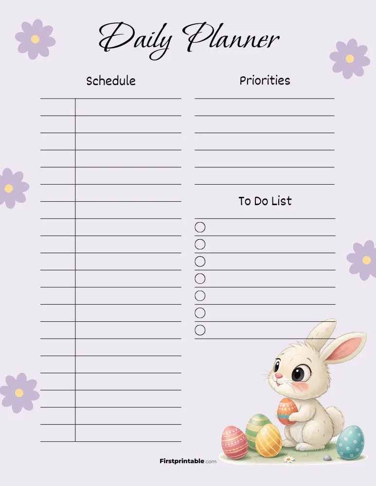 Printable Daily Planner Easter Template 01