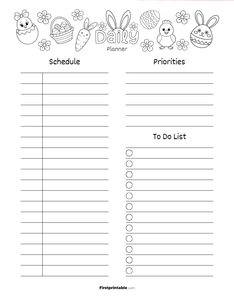 Printable Daily Planner Easter Themed Template 09