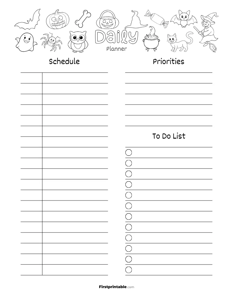 Printable Daily Planner Halloween Themed Template 13