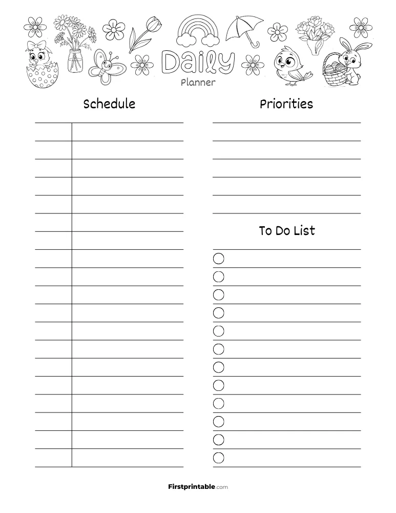 Printable Daily Planner Spring Themed Template 11