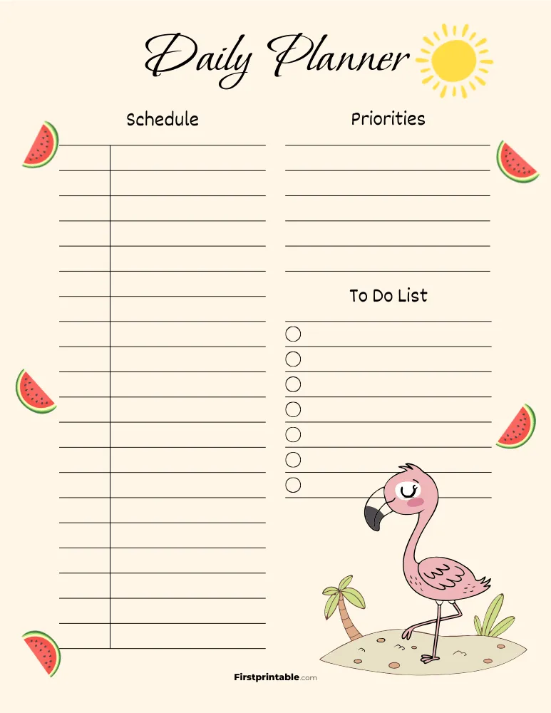 Printable Daily Planner Summer Template 03