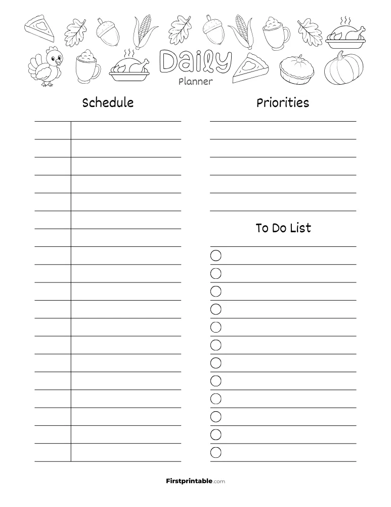 Printable Daily Planner Thanksgiving Themed Template 16