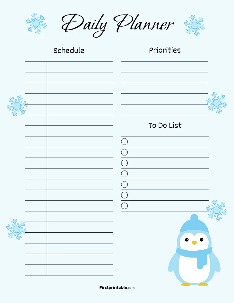 Printable Daily Planner Winter Template 06