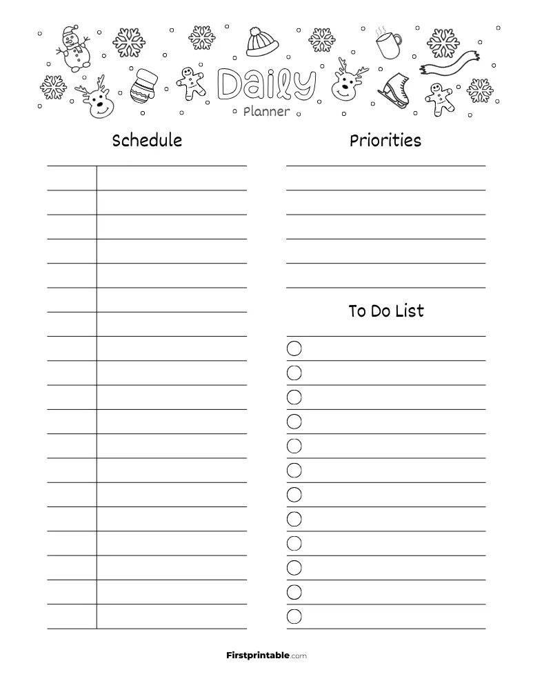 Printable Daily Planner Winter Themed Template 14