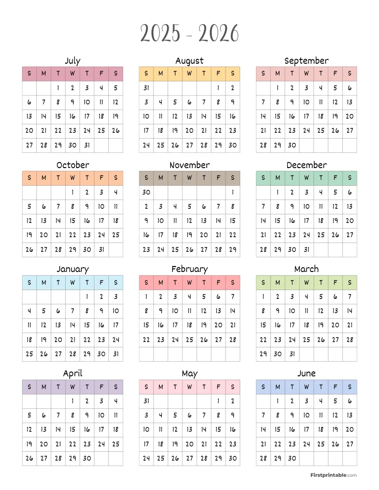 2025 - 2026 Calendar