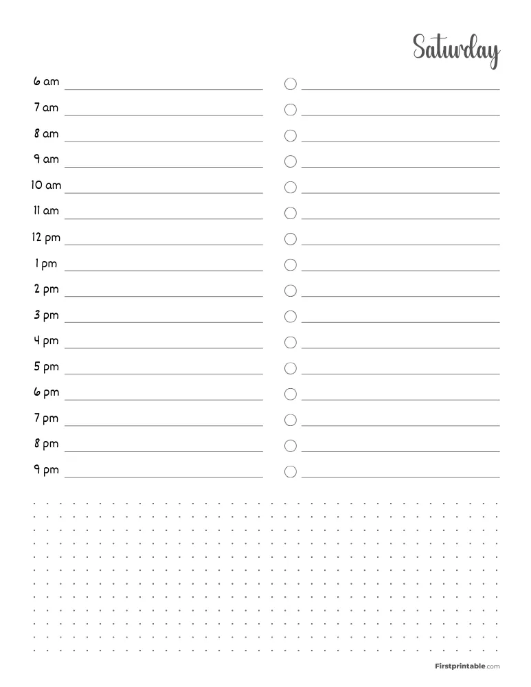 Daily Planner Saturday