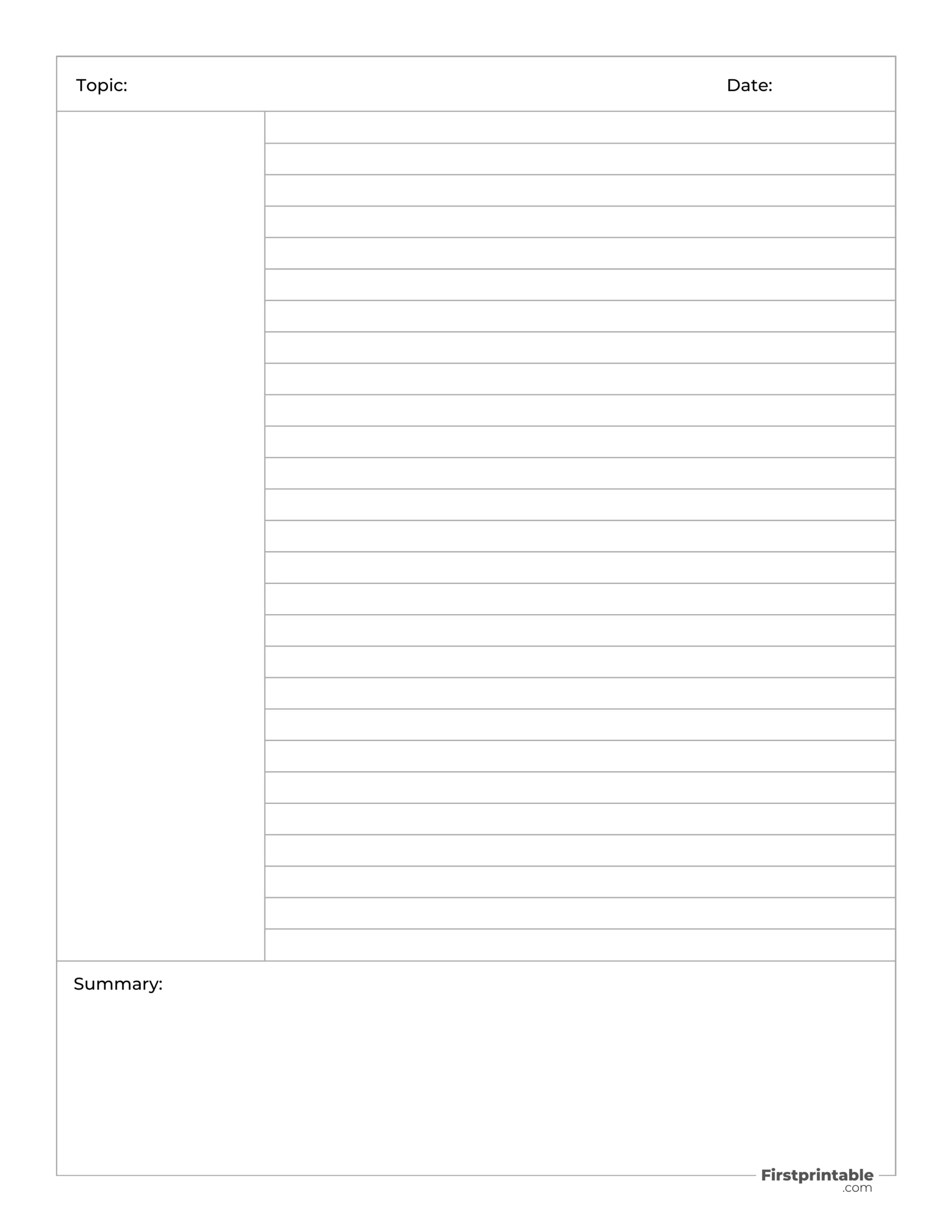 Lined Cornell Notes