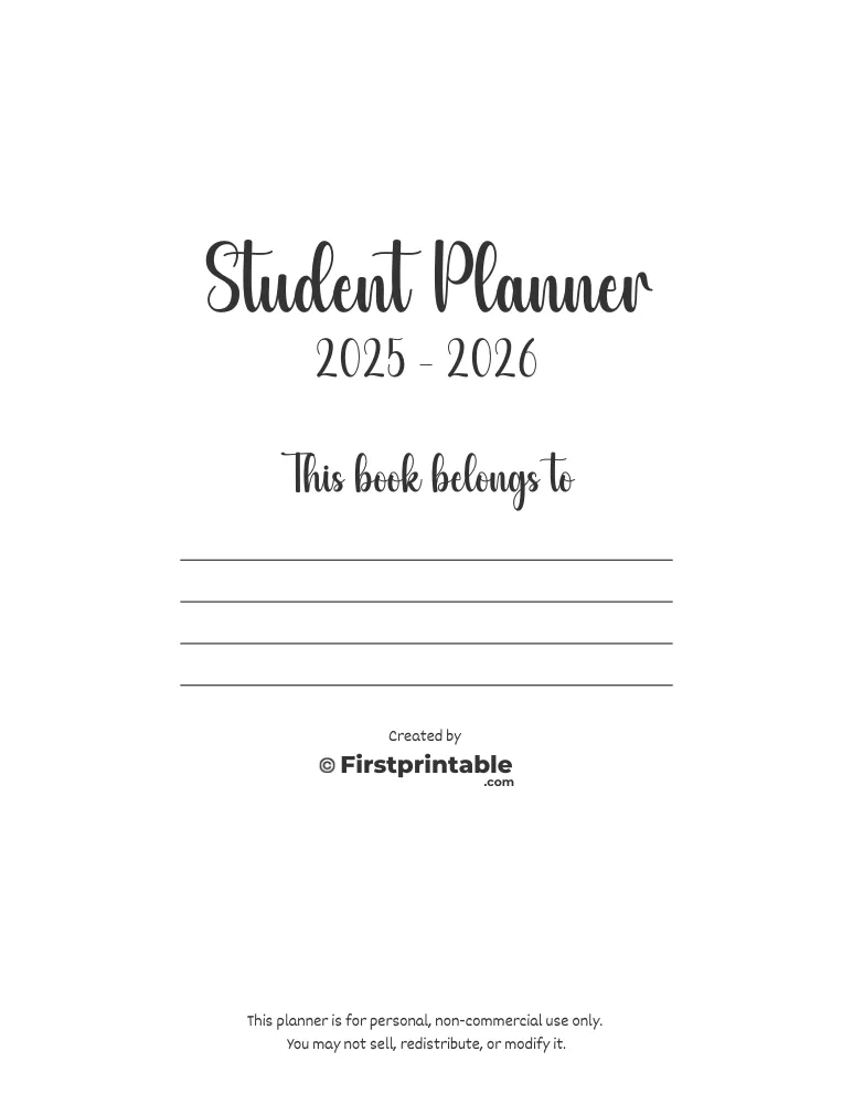 2025 - 2026 Student Planner Belongs To