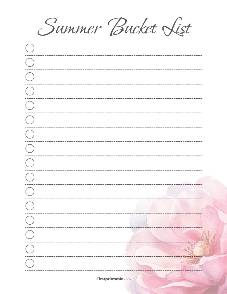 Summer Bucket List 12 Free PDF Templates