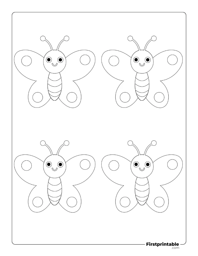 Simple Cartoon Butterfly Template - Small Outline